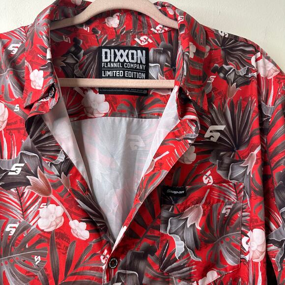 XL Dixxon Flannel Co Snap-On Tools Shirt Red Hawaiian Floral Button-Up Resort - Picture 2 of 5